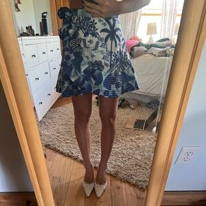 Wrap Blue Print FARM Rio Mini Skirt